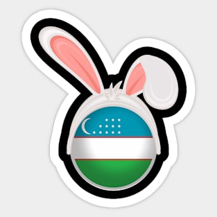 happy easter Uzbekistan bunny ears flag cute designs Sticker